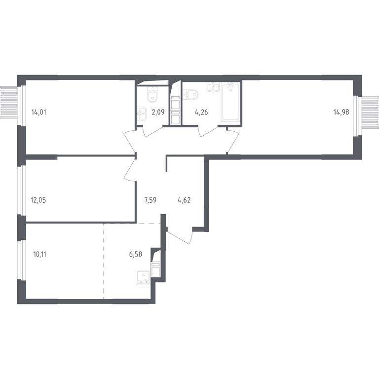 2-BD Apartment Sale, 74.7 sq. m. at Mytishchi Park, Silikatnaya ulitsa, 41к3, Mytischi, Moscow Region, Russia #1 2-BD Apartment Sale, 74.7 sq. m. at Mytishchi Park, Silikatnaya ulitsa, 41к3, Mytischi, Moscow Region, Russia #1