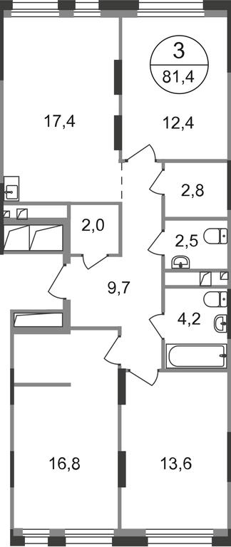 3-BD Apartment Sale, 81.4 sq. m. at Pervyi Moskovskiy, ulitsa Bianki, 1, Moskovskiy, Moscow, Russia #1 3-BD Apartment Sale, 81.4 sq. m. at Pervyi Moskovskiy, ulitsa Bianki, 1, Moskovskiy, Moscow, Russia #1
