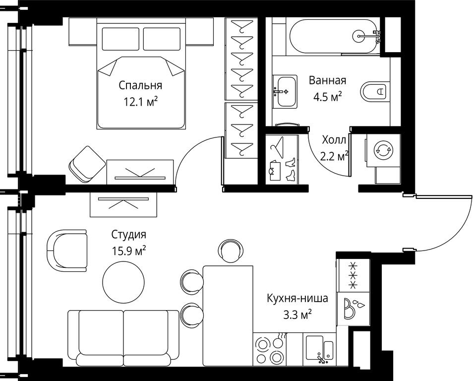 1-BD Apartment Sale, 38 sq. m. at Symphony 34, 2nd Khutorskaya Street, 38А, Moscow, Russia #2 1-BD Apartment Sale, 38 sq. m. at Symphony 34, 2nd Khutorskaya Street, 38А, Moscow, Russia #2