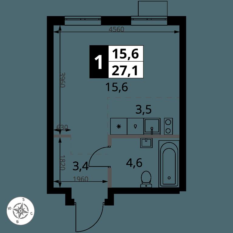 Apartment Sale, 27.1 sq. m. at 1 Yasenevskij, Kvartal № 24, Mosrentgen Settlement, Moscow, Russia #1