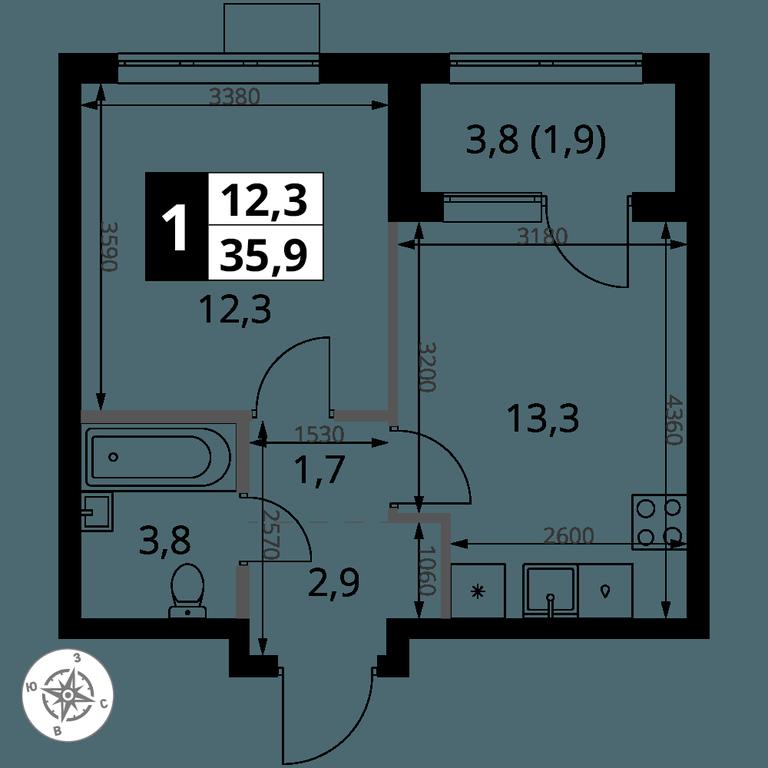 1-BD Apartment Sale, 35.9 sq. m. at 1 Yasenevskij, Kvartal № 24, Mosrentgen Settlement, Moscow, Russia #1 1-BD Apartment Sale, 35.9 sq. m. at 1 Yasenevskij, Kvartal № 24, Mosrentgen Settlement, Moscow, Russia #1