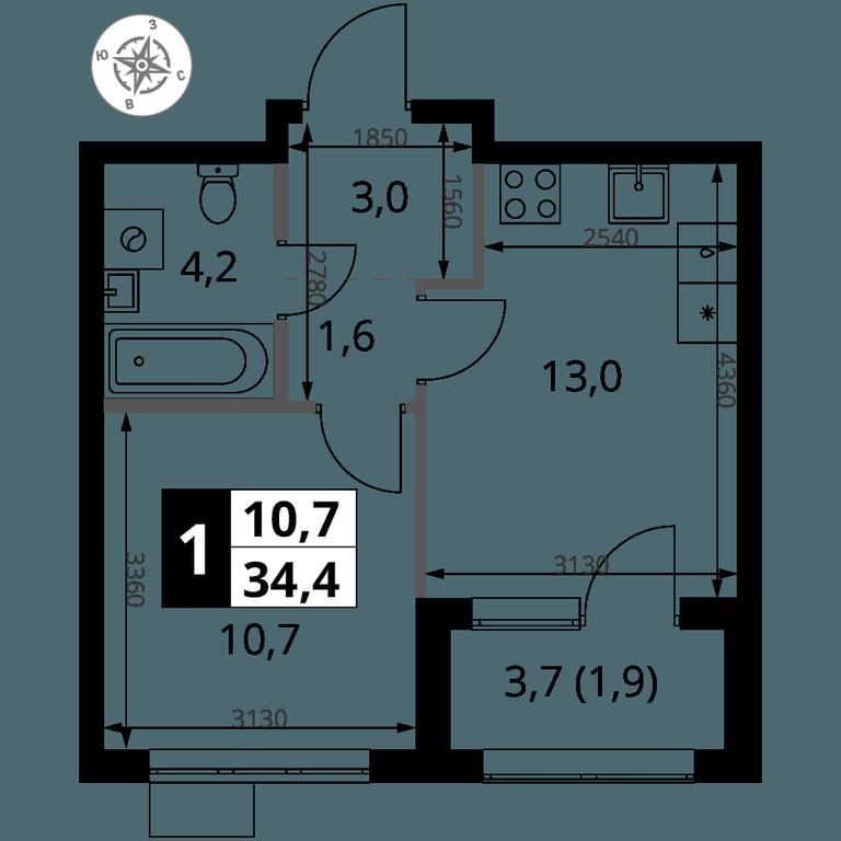 1-BD Apartment Sale, 34.4 sq. m. at 1 Yasenevskij, Kvartal № 24, Mosrentgen Settlement, Moscow, Russia #1 1-BD Apartment Sale, 34.4 sq. m. at 1 Yasenevskij, Kvartal № 24, Mosrentgen Settlement, Moscow, Russia #1