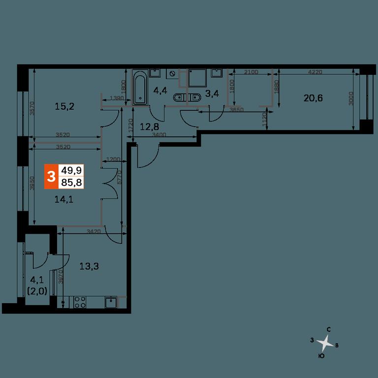 Продажа 3-комн. квартиры, 85,6 м² в ЖК «Скай Гарден (Sky Garden)», Строительный проезд, 9с6, Москва, Россия #1 Продажа 3-комн. квартиры, 85,6 м² в ЖК «Скай Гарден (Sky Garden)», Строительный проезд, 9с6, Москва, Россия #1