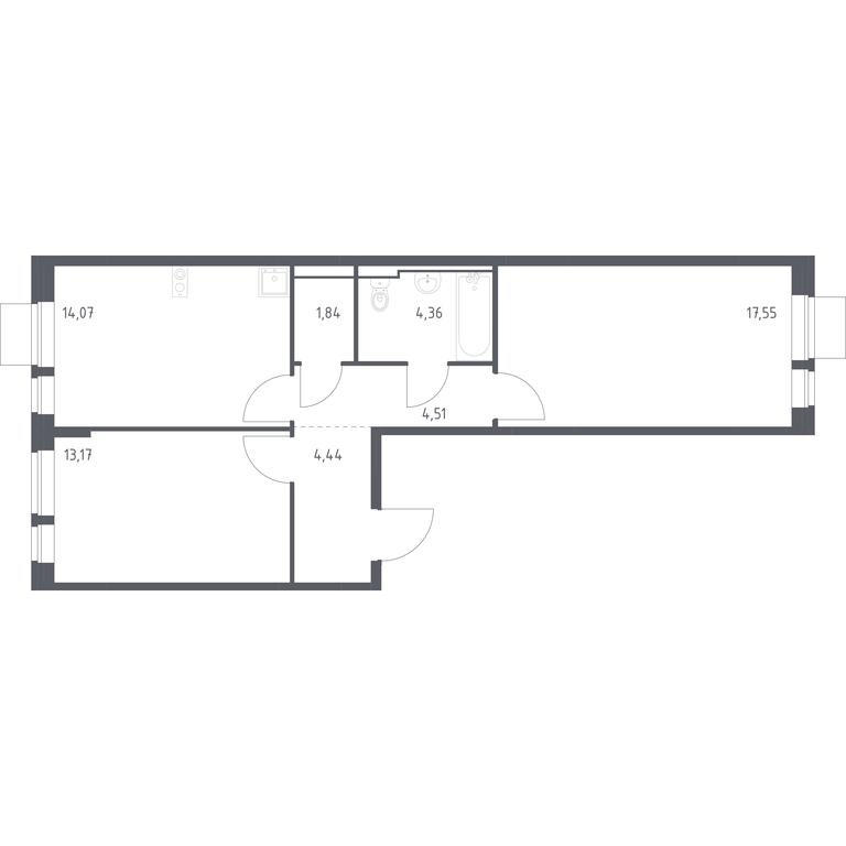 1-BD Apartment Sale, 59.94平方米 at Kvartal Aviatorov, ulitsa Koldunova, Aviatorov Microdistrict, Balashikha, Moscow Region, Russia #1 1-BD Apartment Sale, 59.94平方米 at Kvartal Aviatorov, ulitsa Koldunova, Aviatorov Microdistrict, Balashikha, Moscow Region, Russia #1