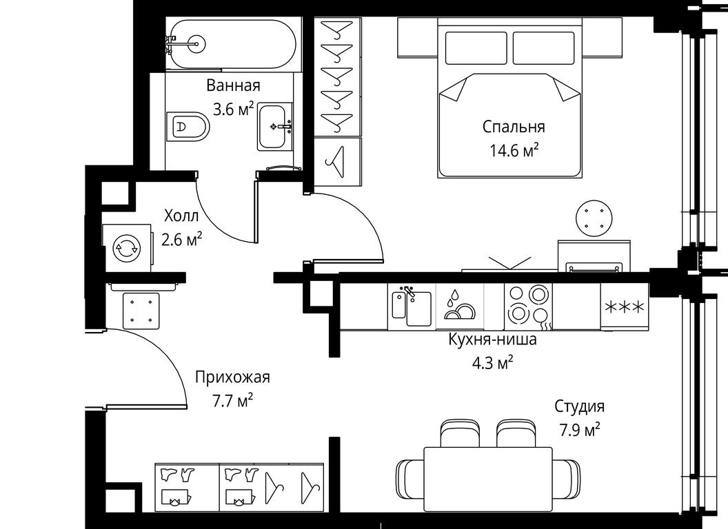 1-BD Apartment Sale, 40.7 sq. m. at Symphony 34, 2nd Khutorskaya Street, 38А, Moscow, Russia #2 1-BD Apartment Sale, 40.7 sq. m. at Symphony 34, 2nd Khutorskaya Street, 38А, Moscow, Russia #2