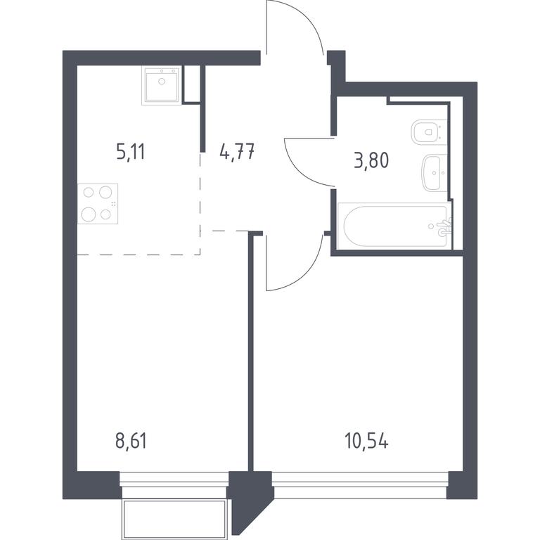 Apartment Sale, 33.03平方米 at Kvartal Strogino, zhiloy kompleks Kvartal Strogino, Krasnogorsk, Moscow Region, Russia #1