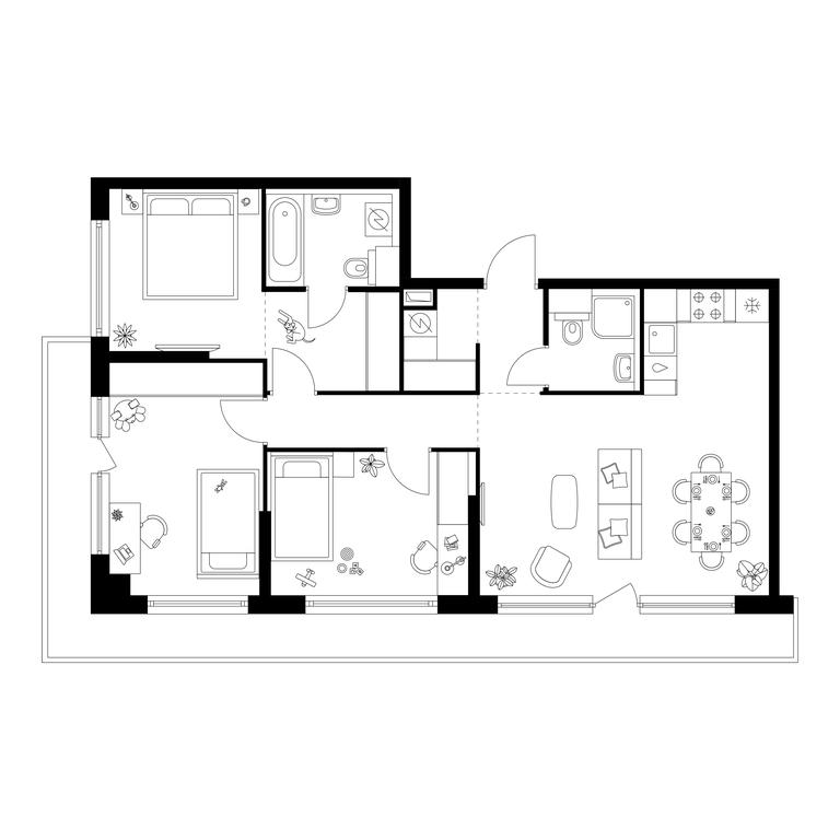 3-BD Apartment Sale, 82.3 sq. m. at Kutuzovskiy Kvartal, Ivana Franko Street, 20к1, Moscow, Russia #1
