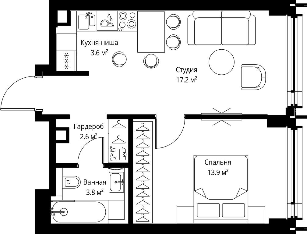 1-BD Apartment Sale, 41.1 sq. m. at Symphony 34, 2nd Khutorskaya Street, 38А, Moscow, Russia #2