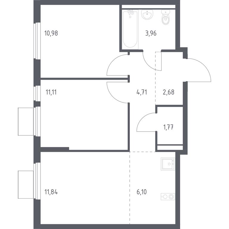 1-BD Apartment Sale, 53.15 sq. m. at Gorki Park, Shkolnaya ulitsa, 2, derevnya Korobovo, Leninskiy City District, Moscow Region, Russia #1