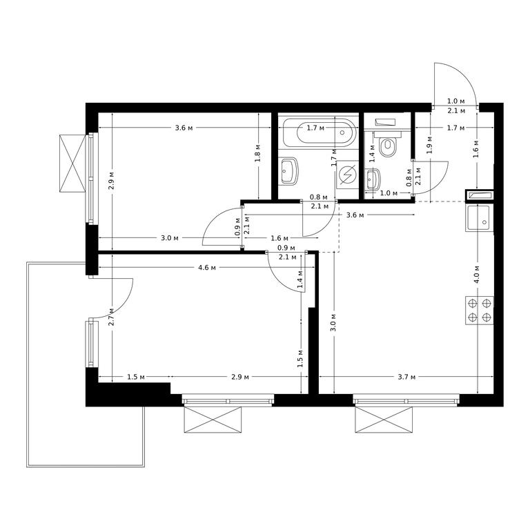 2-BD Apartment Sale, 48.2 sq. m. at Bolshaya Akademicheskaya 85, 3rd Nizhnelikhoborsky Drive, 1с16, Moscow, Russia #1 2-BD Apartment Sale, 48.2 sq. m. at Bolshaya Akademicheskaya 85, 3rd Nizhnelikhoborsky Drive, 1с16, Moscow, Russia #1