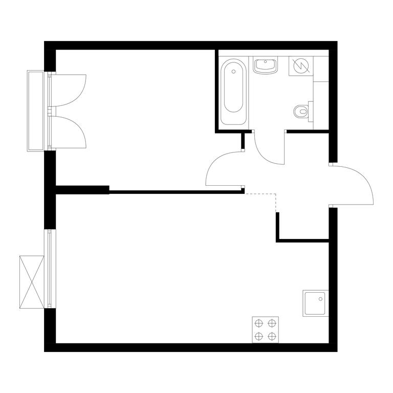 1-BD Apartment Sale, 39.7 sq. m. at Ilinskie Luga, Zapovednaya Street, 1, posyolok Ilyinskoye-Usovo, Krasnogorsk City District, Moscow Region, Russia #1