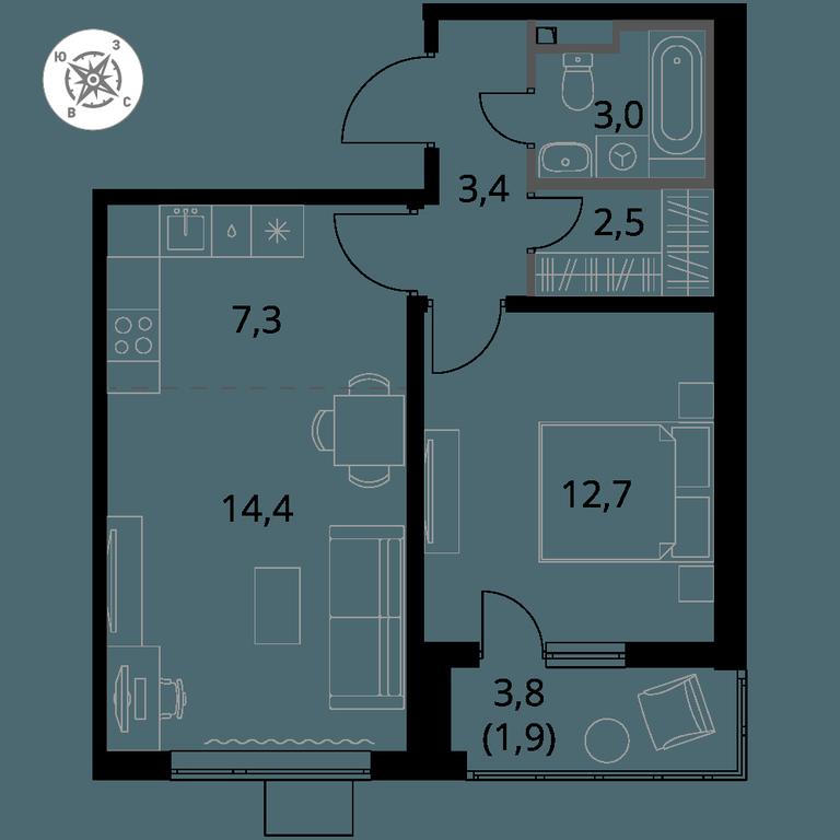 2-BD Apartment Sale, 45.2 sq. m. at Pervy Donskoj, zhiloy mikrorayon Sapronovo, derevnya Sapronovo, Leninskiy City District, Moscow Region, Russia #1 2-BD Apartment Sale, 45.2 sq. m. at Pervy Donskoj, zhiloy mikrorayon Sapronovo, derevnya Sapronovo, Leninskiy City District, Moscow Region, Russia #1