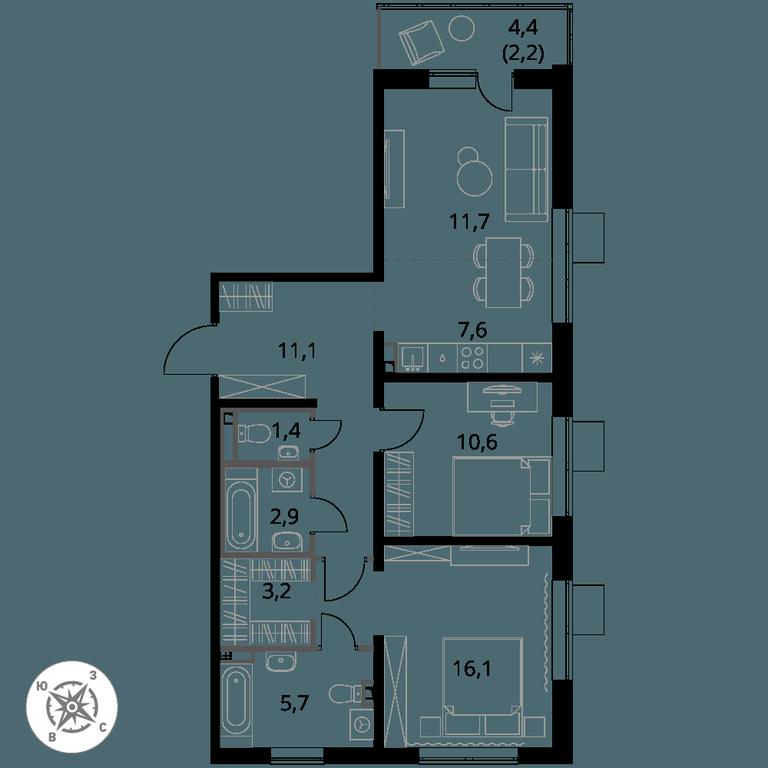 3-BD Apartment Sale, 72.5平方米 at Pervy Donskoj, zhiloy mikrorayon Sapronovo, derevnya Sapronovo, Leninskiy City District, Moscow Region, Russia #1 3-BD Apartment Sale, 72.5平方米 at Pervy Donskoj, zhiloy mikrorayon Sapronovo, derevnya Sapronovo, Leninskiy City District, Moscow Region, Russia #1