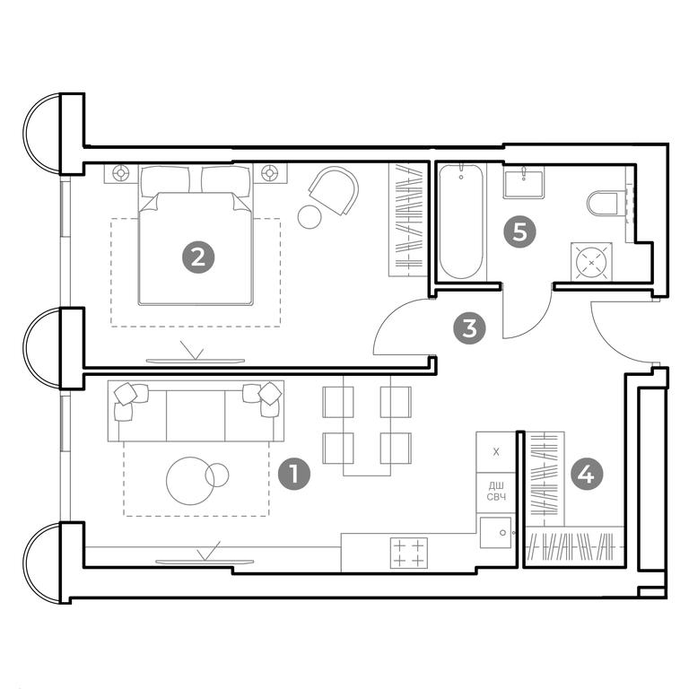 1-BD Apartment Sale, 49.1 sq. m. at Nametkin Tower, Namyotkina Street, 10А, Moscow, Russia #1 1-BD Apartment Sale, 49.1 sq. m. at Nametkin Tower, Namyotkina Street, 10А, Moscow, Russia #1