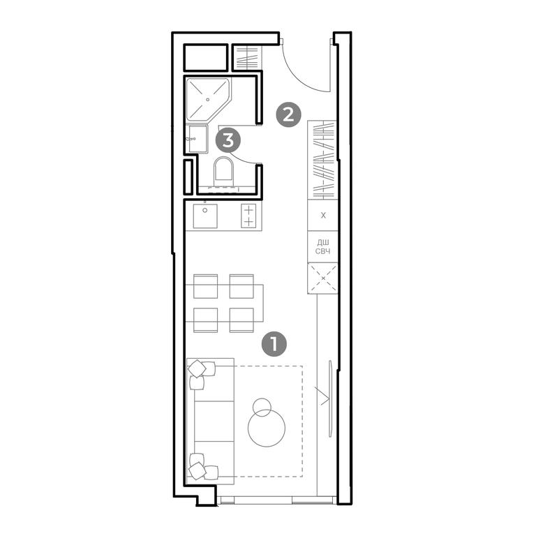 Apartment Sale, 24.1平方米 at Nametkin Tower, Namyotkina Street, 10А, Moscow, Russia #1