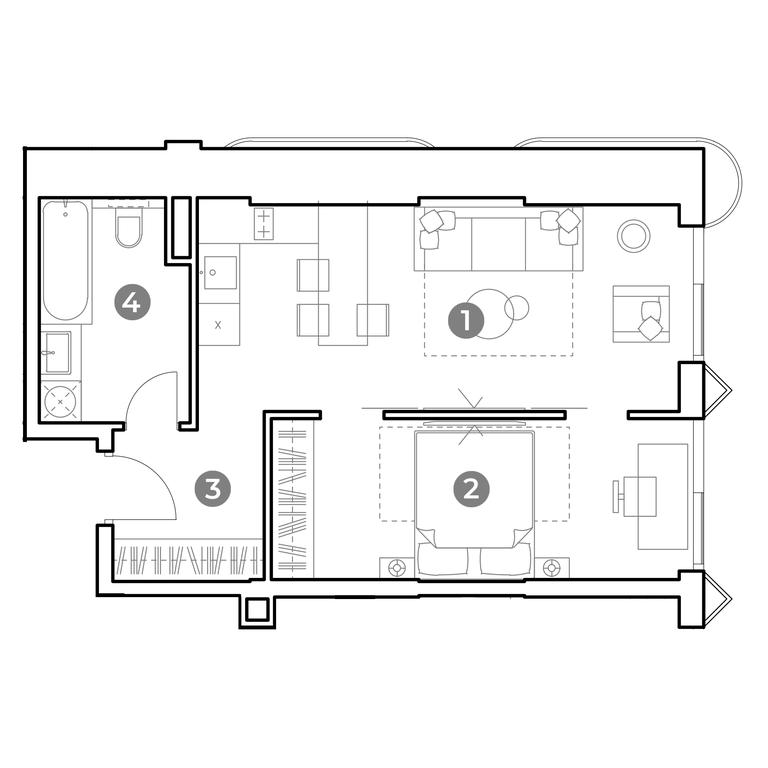 1-BD Apartment Sale, 45.9 sq. m. at Nametkin Tower, Namyotkina Street, 10А, Moscow, Russia #1