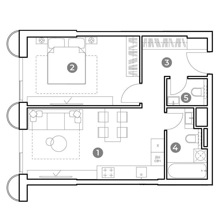 1-BD Apartment Sale, 49.6 sq. m. at Nametkin Tower, Namyotkina Street, 10А, Moscow, Russia #1