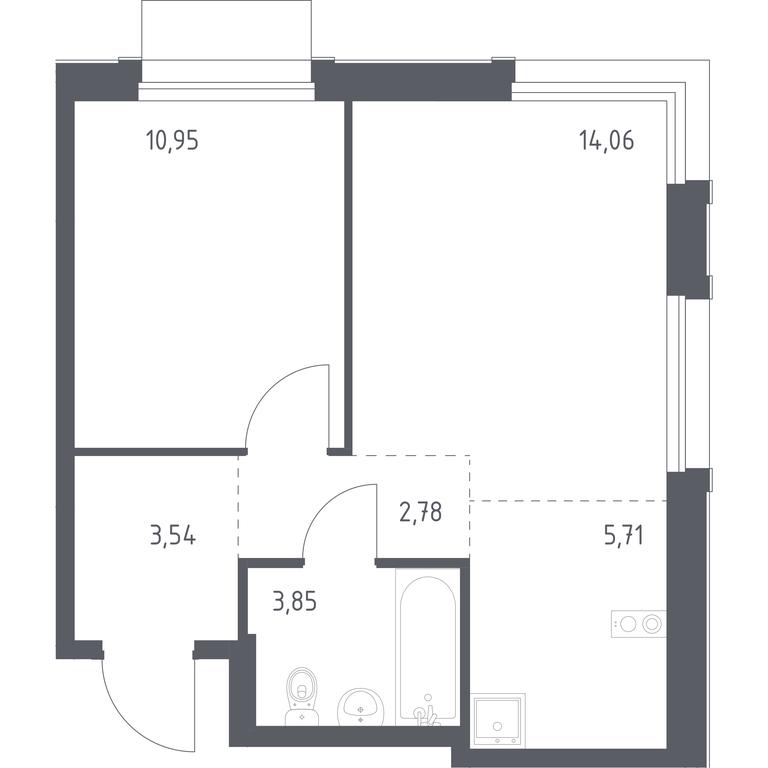 Apartment Sale, 40.89平方米 at Novoe Vnukovo, kvartal № 38, Kokoshkino Settlement, Moscow, Russia #1