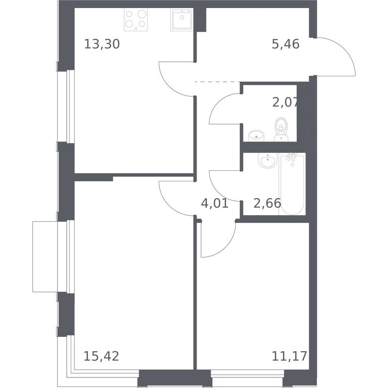 1-BD Apartment Sale, 54.09 sq. m. at Novoe Vnukovo, kvartal № 38, Kokoshkino Settlement, Moscow, Russia #1 1-BD Apartment Sale, 54.09 sq. m. at Novoe Vnukovo, kvartal № 38, Kokoshkino Settlement, Moscow, Russia #1