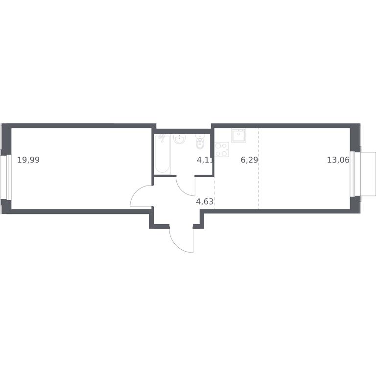 Apartment Sale, 48.08平方米 at Novoe Vnukovo, kvartal № 38, Kokoshkino Settlement, Moscow, Russia #1
