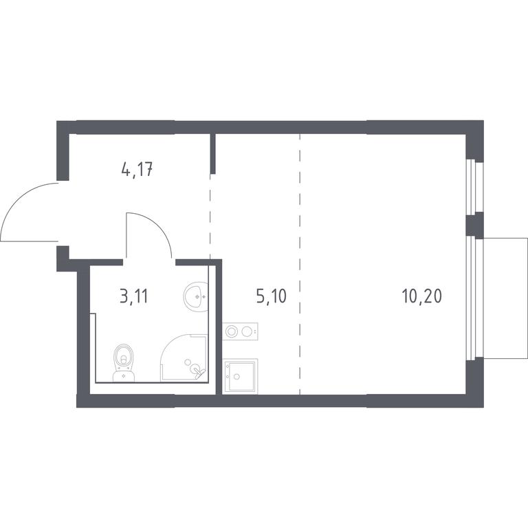Apartment Sale, 22.58 sq. m. at Prigorod Lesnoe, Molodyozhny bulvar, 6, derevnya Misaylovo, Leninskiy City District, Moscow Region, Russia #1