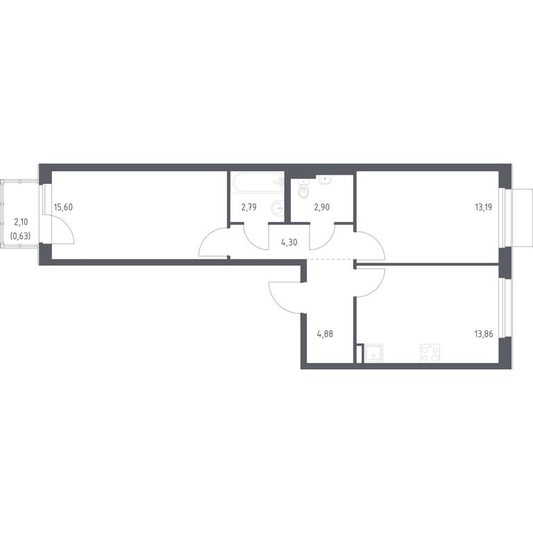 1-BD Apartment Sale, 58.15平方米 at Novoe Vnukovo, kvartal № 38, Kokoshkino Settlement, Moscow, Russia #1 1-BD Apartment Sale, 58.15平方米 at Novoe Vnukovo, kvartal № 38, Kokoshkino Settlement, Moscow, Russia #1