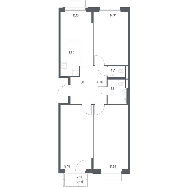 2-BD Apartment Sale, 81.59 sq. m. at Novoe Vnukovo, kvartal № 38, Kokoshkino Settlement, Moscow, Russia #1 2-BD Apartment Sale, 81.59 sq. m. at Novoe Vnukovo, kvartal № 38, Kokoshkino Settlement, Moscow, Russia #1