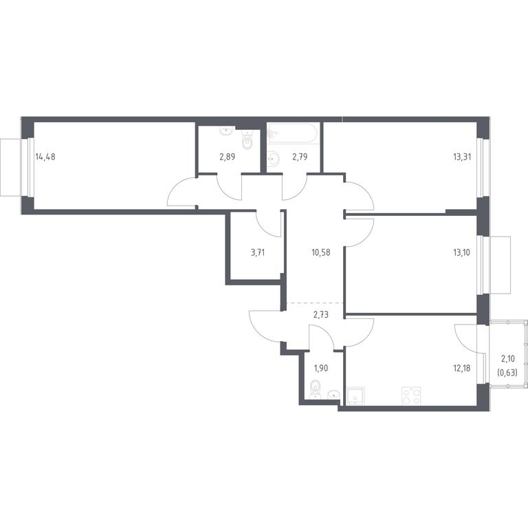 2-BD Apartment Sale, 78.3平方米 at Novoe Vnukovo, kvartal № 38, Kokoshkino Settlement, Moscow, Russia #1 2-BD Apartment Sale, 78.3平方米 at Novoe Vnukovo, kvartal № 38, Kokoshkino Settlement, Moscow, Russia #1