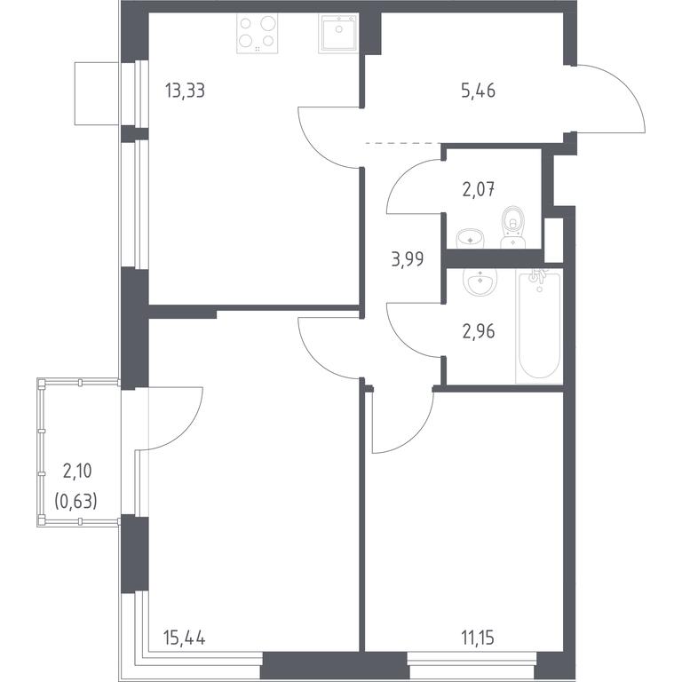1-BD Apartment Sale, 55.03 sq. m. at Novoe Vnukovo, kvartal № 38, Kokoshkino Settlement, Moscow, Russia #1 1-BD Apartment Sale, 55.03 sq. m. at Novoe Vnukovo, kvartal № 38, Kokoshkino Settlement, Moscow, Russia #1