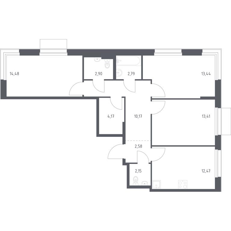 2-BD Apartment Sale, 78.56 sq. m. at Novoe Vnukovo, kvartal № 38, Kokoshkino Settlement, Moscow, Russia #1 2-BD Apartment Sale, 78.56 sq. m. at Novoe Vnukovo, kvartal № 38, Kokoshkino Settlement, Moscow, Russia #1