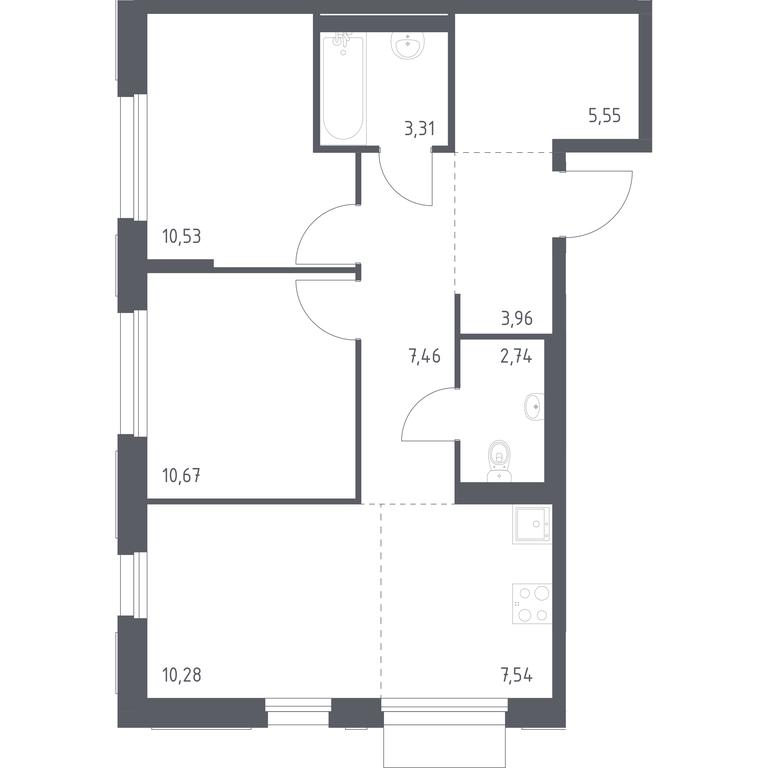 1-BD Apartment Sale, 62.04 sq. m. at Novoe Vnukovo, kvartal № 38, Kokoshkino Settlement, Moscow, Russia #1 1-BD Apartment Sale, 62.04 sq. m. at Novoe Vnukovo, kvartal № 38, Kokoshkino Settlement, Moscow, Russia #1