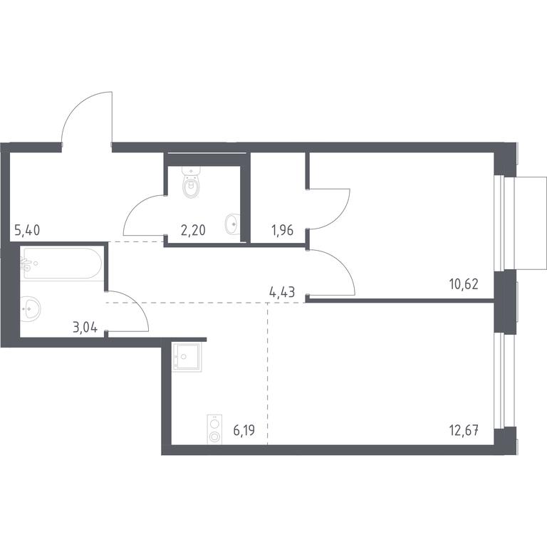 Apartment Sale, 46.51 sq. m. at Novoe Vnukovo, kvartal № 38, Kokoshkino Settlement, Moscow, Russia #1
