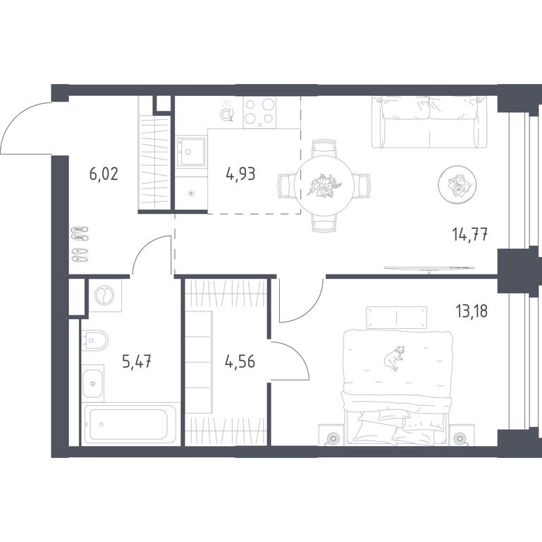 Apartment Sale, 48.93平方米 at Nova, Bratyev Fonchenko Street, вл21, Moscow, Russia #1