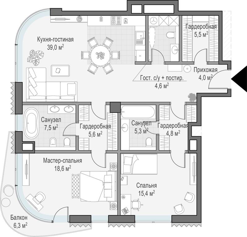 1-BD Apartment Sale, 112.8平方米 at Lavrushinskiy, Lavrushinsky Lane, 11к1, Moscow, Russia #1