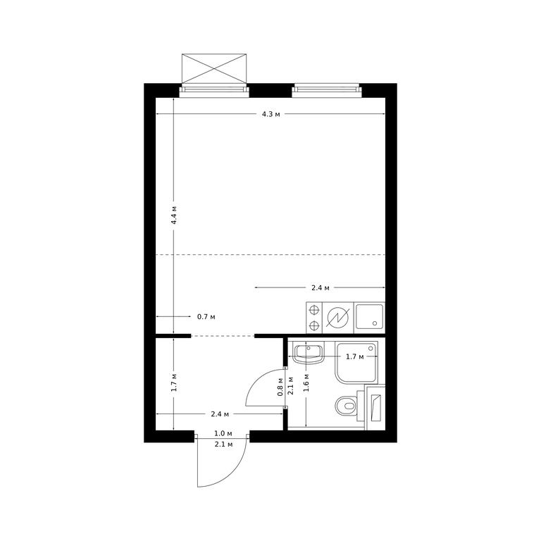 Apartment Sale, 25.2平方米 at Tomilinskiy Bulvar, Novaya Street, 1, Kotelniki, Moscow Region, Russia #1