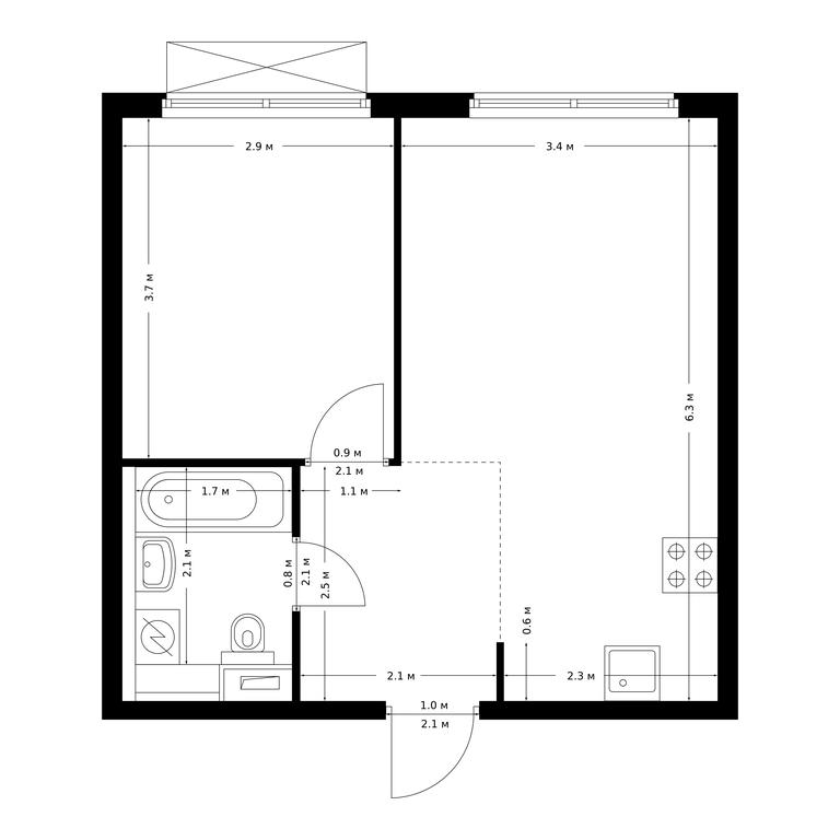 1-BD Apartment Sale, 38.3 sq. m. at Bolshaya Akademicheskaya 85, 3rd Nizhnelikhoborsky Drive, 1с16, Moscow, Russia #1