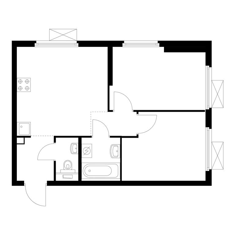 2-BD Apartment Sale, 45.61 sq. m. at Pervyi Dubrovskiy, Novoostapovskaya Street, 1с4, Moscow, Russia #1