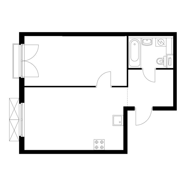 1-BD Apartment Sale, 44.9平方米 at Rustaveli 14, Rustaveli Street, 14с20, Moscow, Russia #1