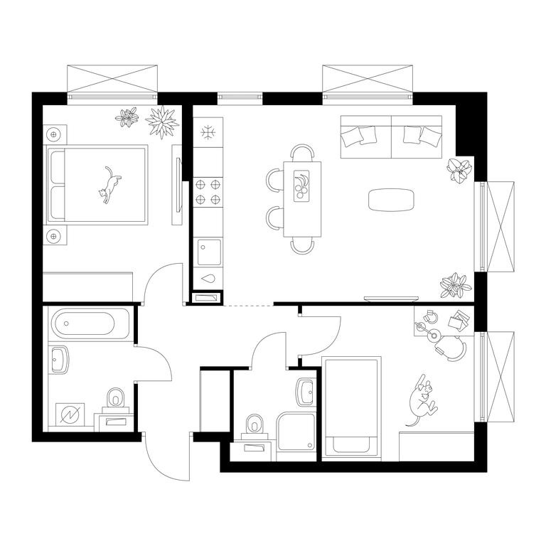 2-BD Apartment Sale, 55.3 sq. m. at Salarevo Park, Salaryevskaya Street, 8к1, Moskovskiy Settlement, Moscow, Russia #1