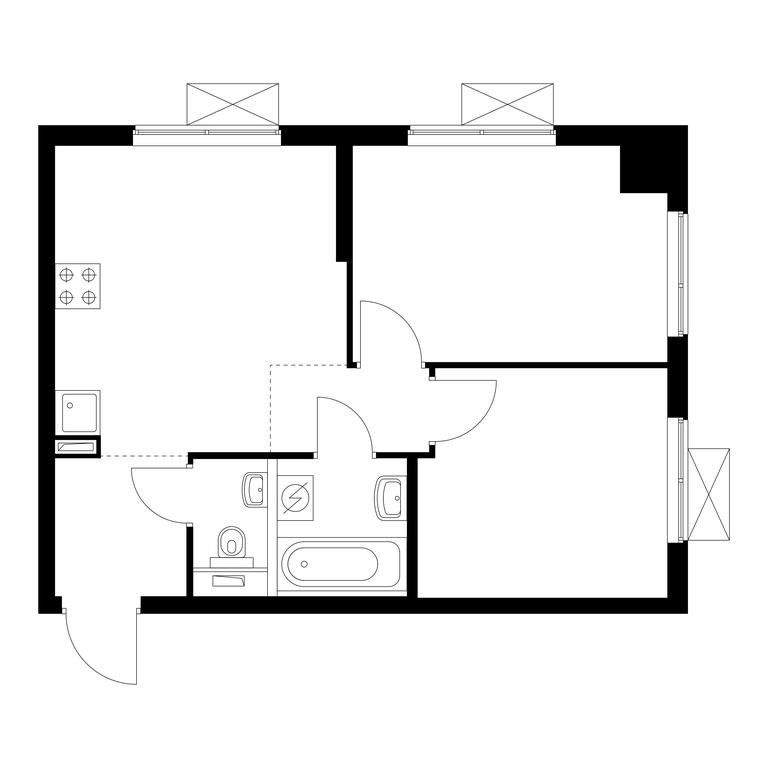 2-BD Apartment Sale, 44.2平方米 at Bolshaya Ochakovskaya 2, Bolshaya Ochakovskaya Street, 2с23, Moscow, Russia #1
