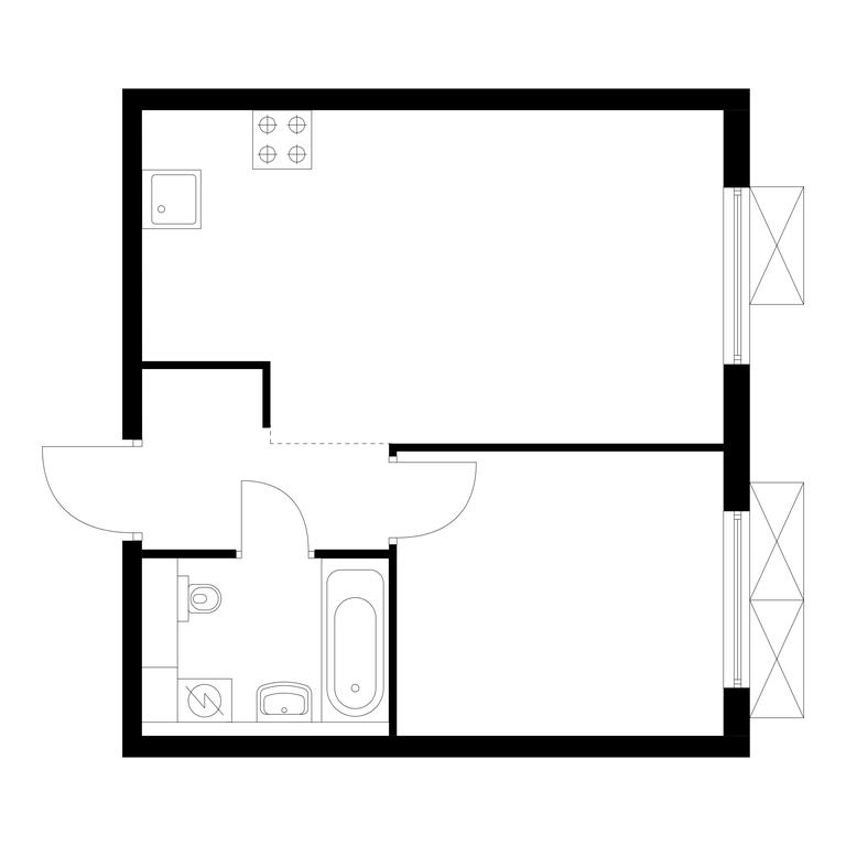 1-BD Apartment Sale, 36.1 sq. m. at Ilinskie Luga, Zapovednaya Street, 1, posyolok Ilyinskoye-Usovo, Krasnogorsk City District, Moscow Region, Russia #2