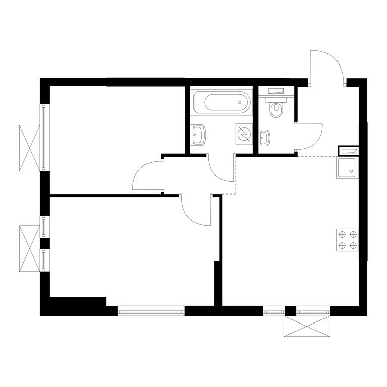 2-BD Apartment Sale, 45.3平方米 at Kuzminskiy Les, mikrorayon Belaya Dacha, 25, Kotelniki, Moscow Region, Russia #1