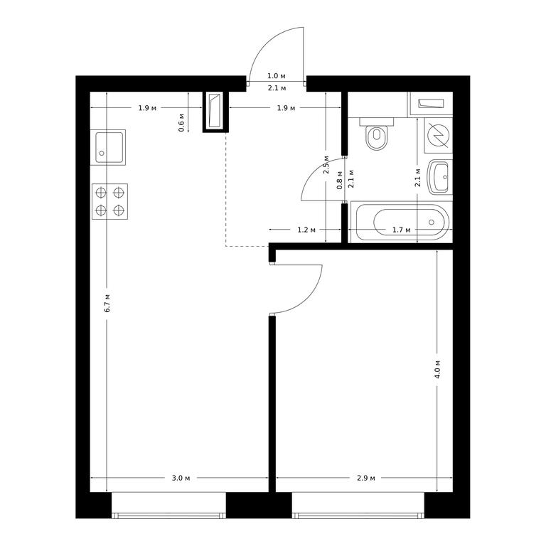 1-BD Apartment Sale, 38 sq. m. at Polar, Polyarnaya Street, 39Б, Moscow, Russia #1 1-BD Apartment Sale, 38 sq. m. at Polar, Polyarnaya Street, 39Б, Moscow, Russia #1