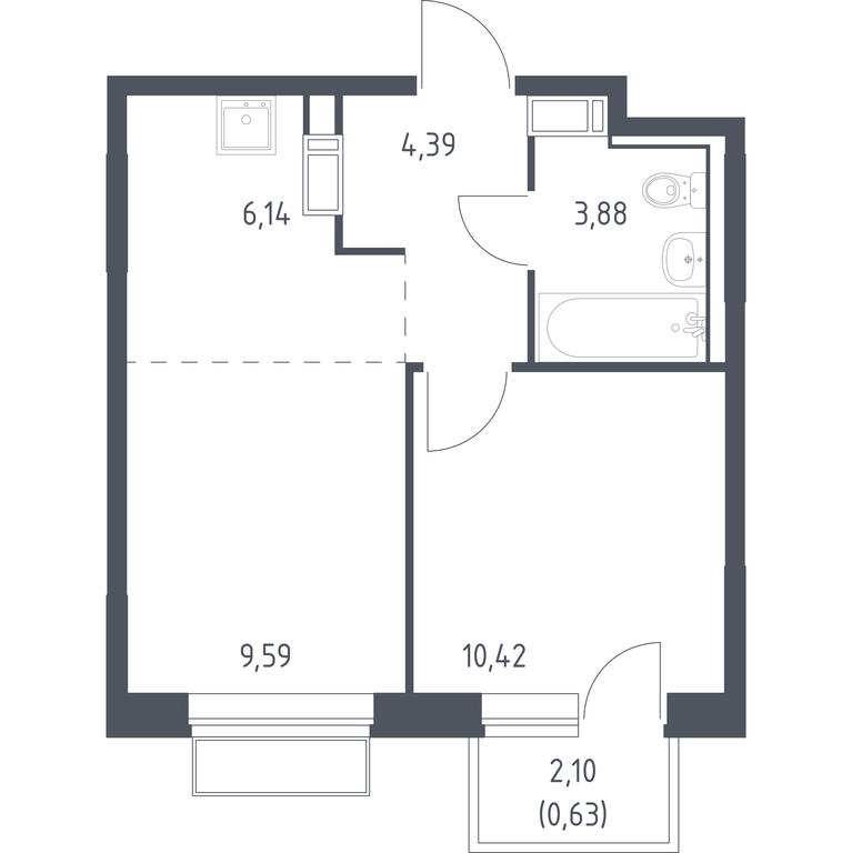 Apartment Sale, 35.05 sq. m. at Tomilino Park, 1-y kvartal, posyolok Zhilino-1, Lubertsy City District, Moscow Region, Russia #1