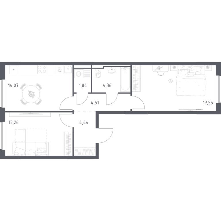 1-BD Apartment Sale, 60.03 sq. m. at Mytishchi Park, Silikatnaya ulitsa, 41к3, Mytischi, Moscow Region, Russia #2 1-BD Apartment Sale, 60.03 sq. m. at Mytishchi Park, Silikatnaya ulitsa, 41к3, Mytischi, Moscow Region, Russia #2