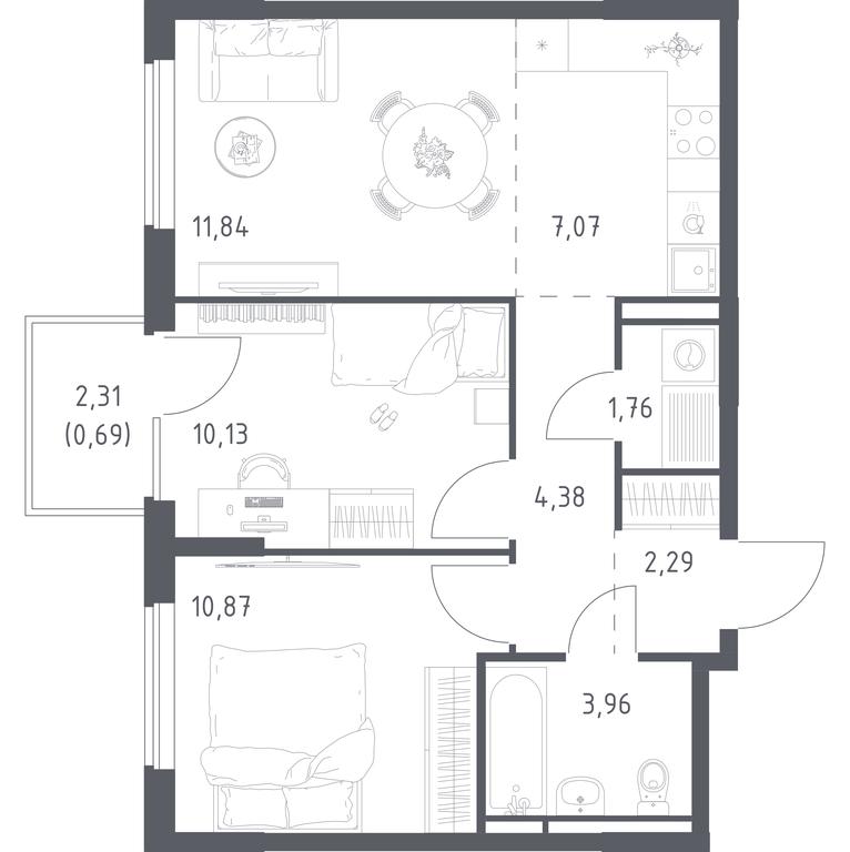 1-BD Apartment Sale, 52.99 sq. m. at Mytishchi Park, Silikatnaya ulitsa, 41к3, Mytischi, Moscow Region, Russia #2