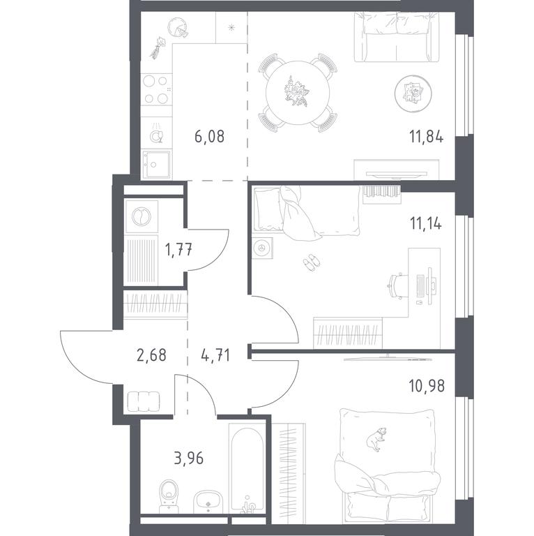1-BD Apartment Sale, 53.16 sq. m. at Mytishchi Park, Silikatnaya ulitsa, 41к3, Mytischi, Moscow Region, Russia #2 1-BD Apartment Sale, 53.16 sq. m. at Mytishchi Park, Silikatnaya ulitsa, 41к3, Mytischi, Moscow Region, Russia #2
