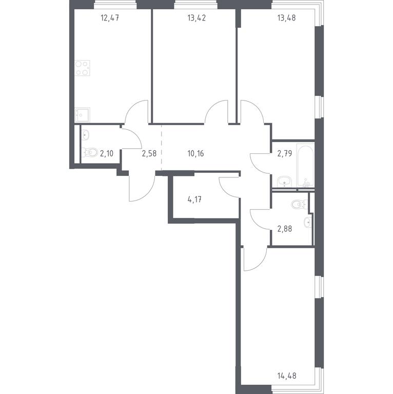 2-BD Apartment Sale, 78.53平方米 at Mytishchi Park, Silikatnaya ulitsa, 41к3, Mytischi, Moscow Region, Russia #1 2-BD Apartment Sale, 78.53平方米 at Mytishchi Park, Silikatnaya ulitsa, 41к3, Mytischi, Moscow Region, Russia #1