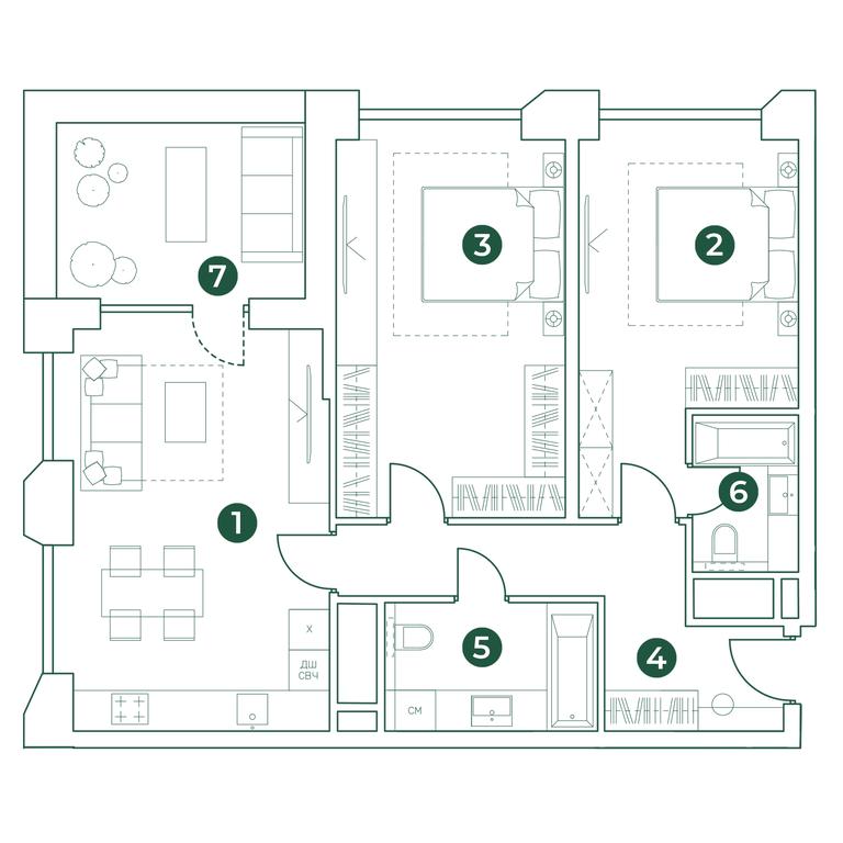 2-BD Apartment Sale, 81.8 sq. m. at Very, Botanicheskaya Street, 29, Moscow, Russia #2