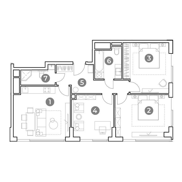 3-BD Apartment Sale, 84.5 sq. m. at Nametkin Tower, Namyotkina Street, 10А, Moscow, Russia #2